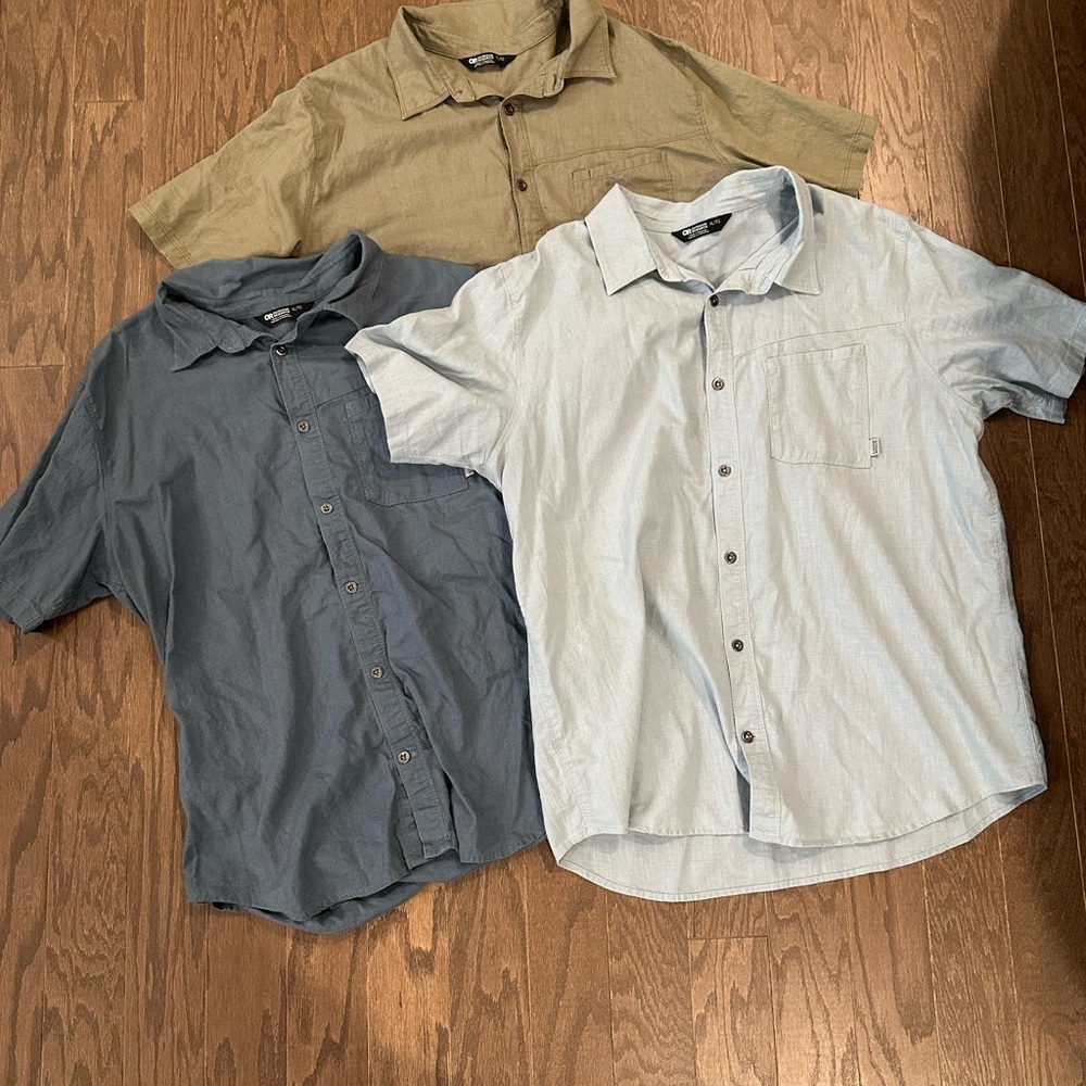Outdoor Research Blue and Green Casual Button Down Shirt